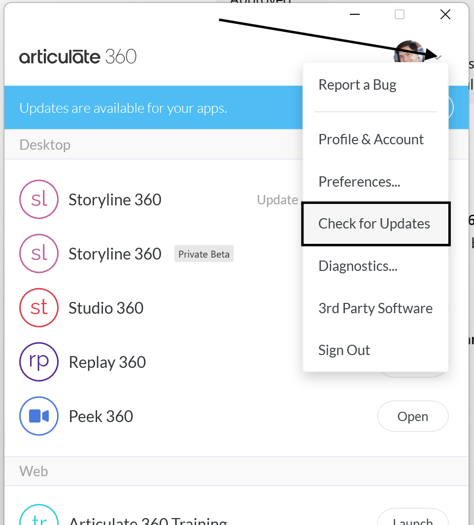Manually check for updates.