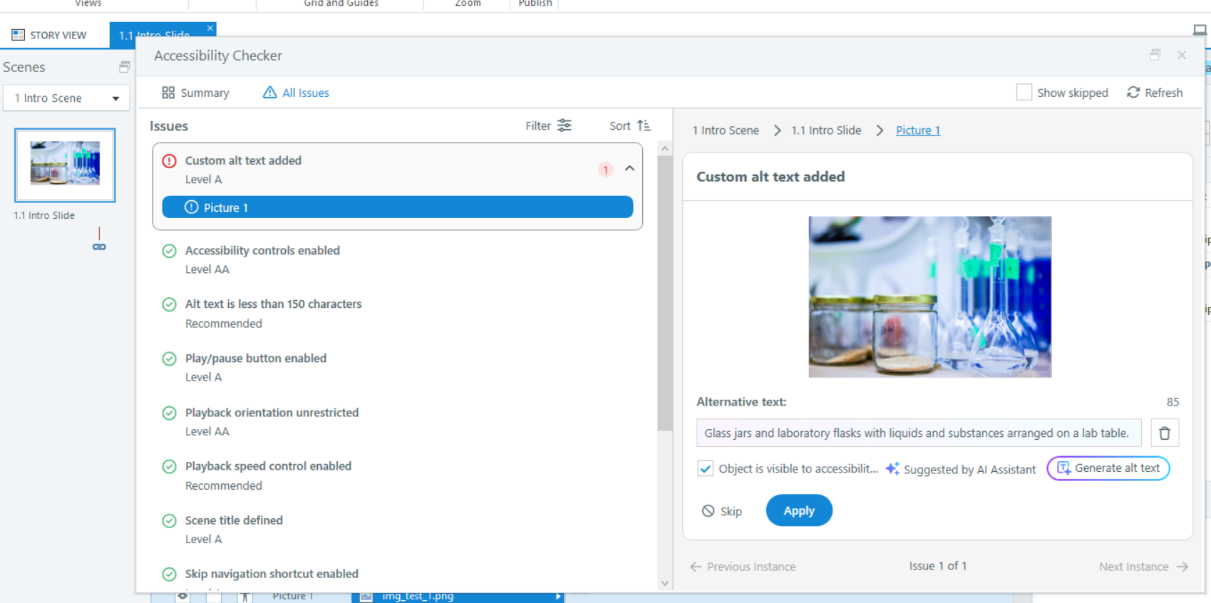 Accessibility checker is showing the image preview as expected.