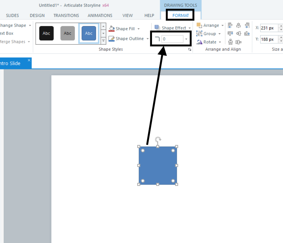 Turning off corner radius in Storyline 