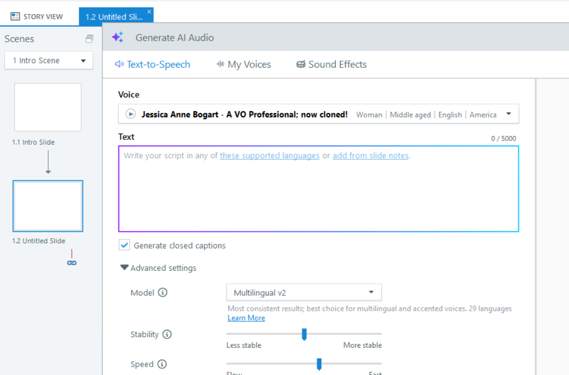 AI TTS model remains as it was selected