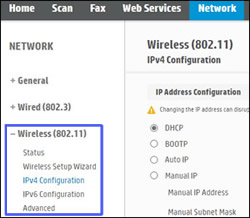 Selecting IPv4 Configuration under Wireless