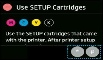 Use SETUP Cartridges message