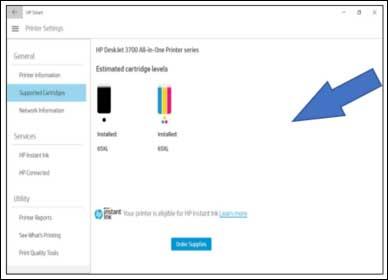 Clicking to the right of the ink levels