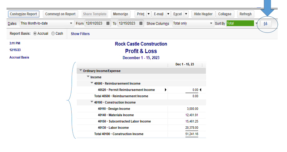 To Sort The Chart Of Accounts By Account Name