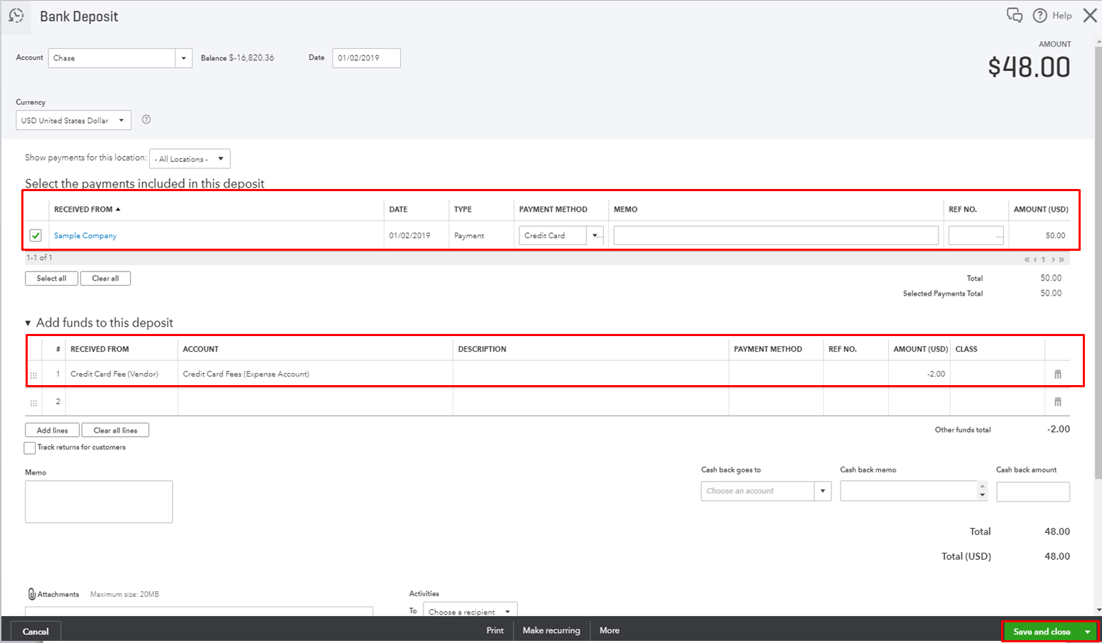 Solved: How to record credit card processing fee properly.