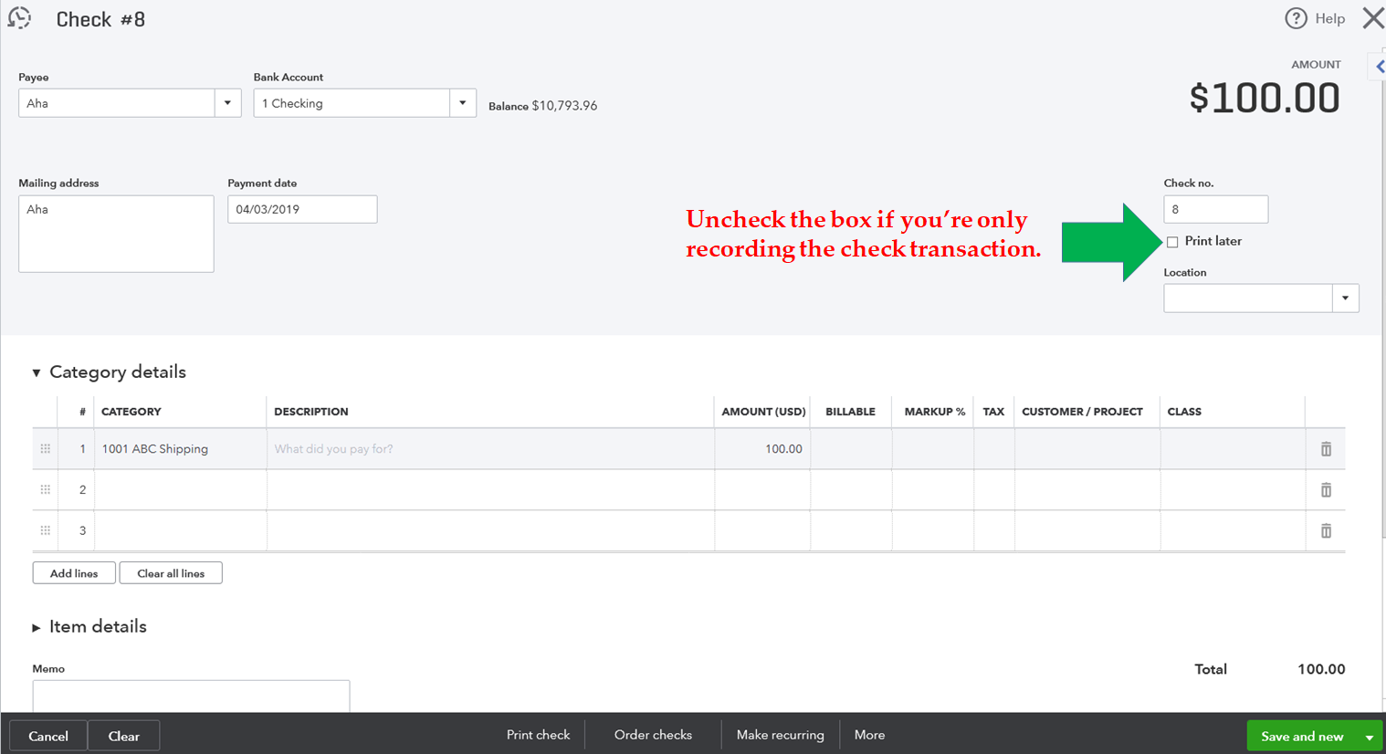 Solved: Printing checks - writing checks