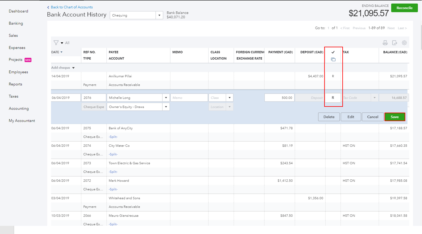 How Do I Change The Transaction Type In A Bank Account