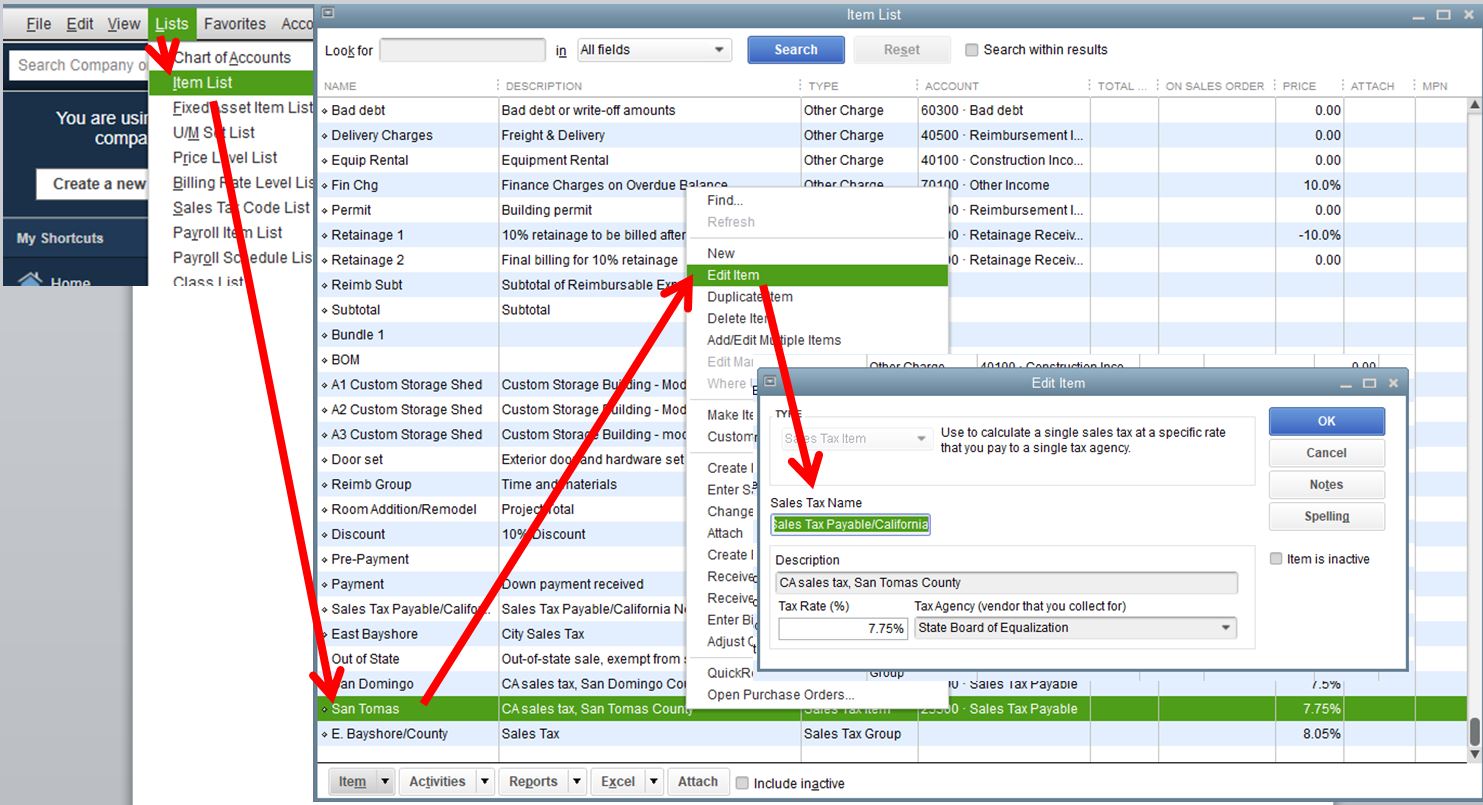 Sales tax Quickbooks desktop
