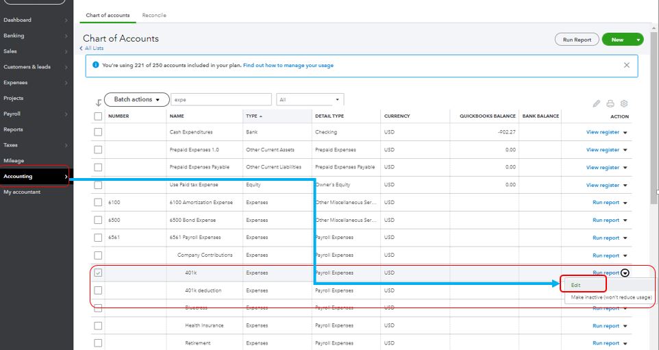 How to Edit Categories in Quickbooks  