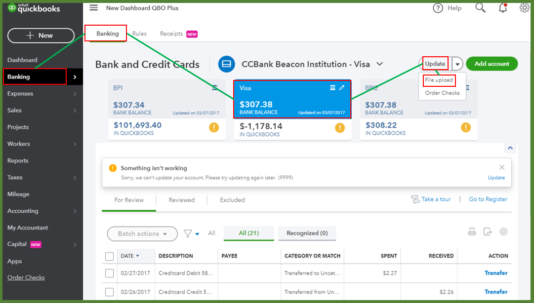 Upload transactions