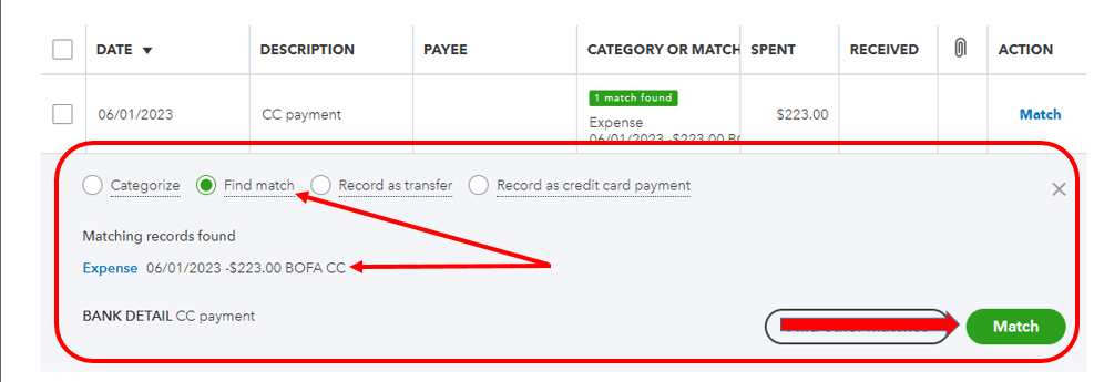 Record credit card payment with interest charge QBO