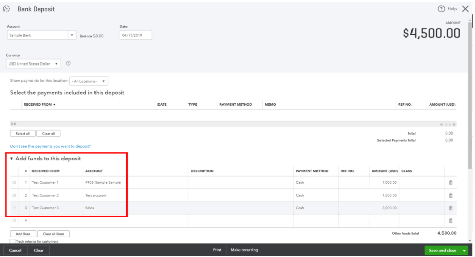 When i deposit money into my business bank account...