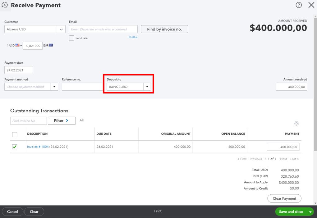 I Have A USD Invoice And My Customer Paid In Euros My QBK Is A Euro