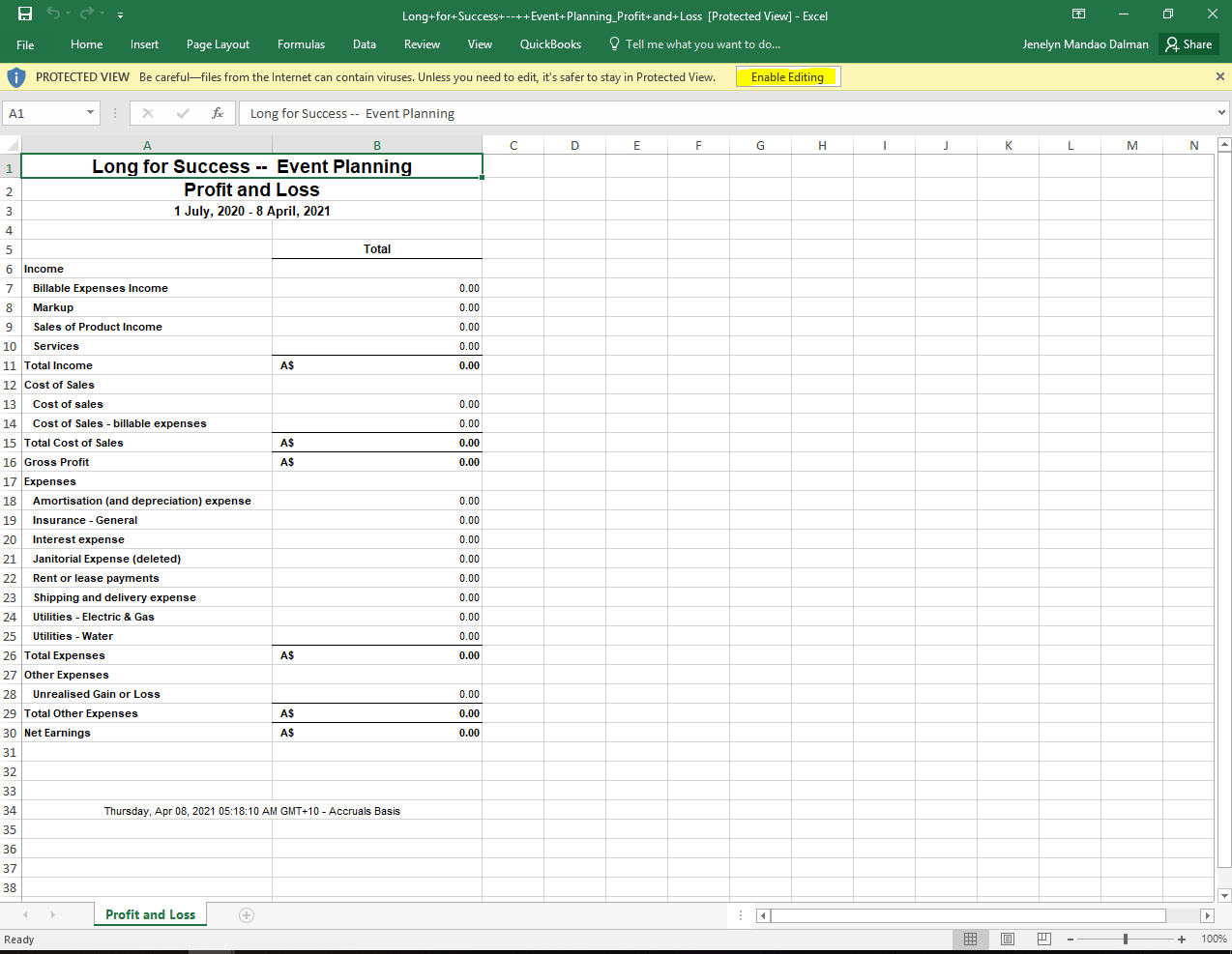 Ebitda Excel Template