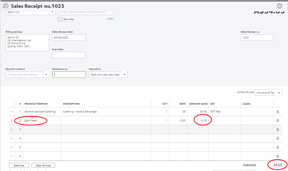 How to create a sales receipt in QuickBooks Online 