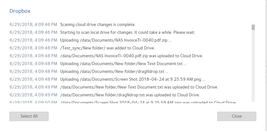 dropbox logs
