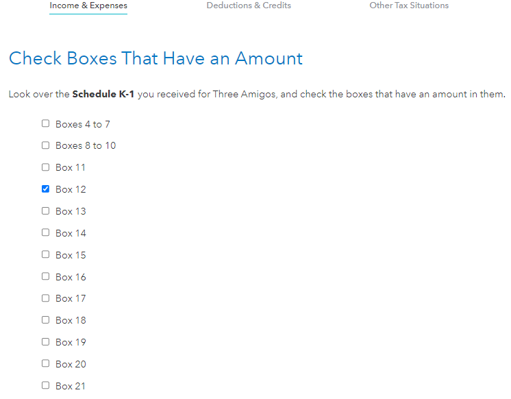 K1 box selection