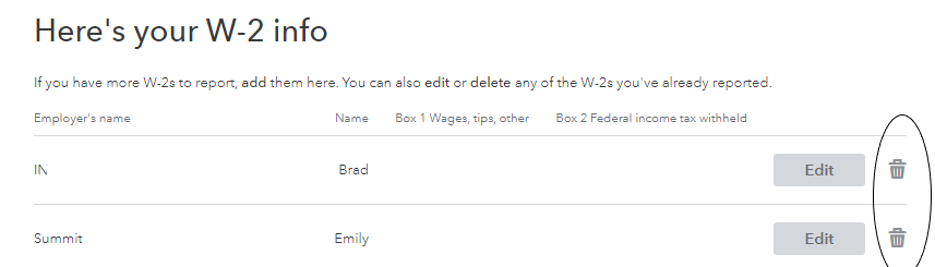 Delete W-2