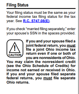 Ohio filing status