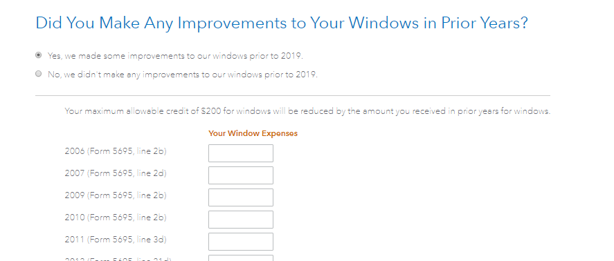 Prior year windows improvements