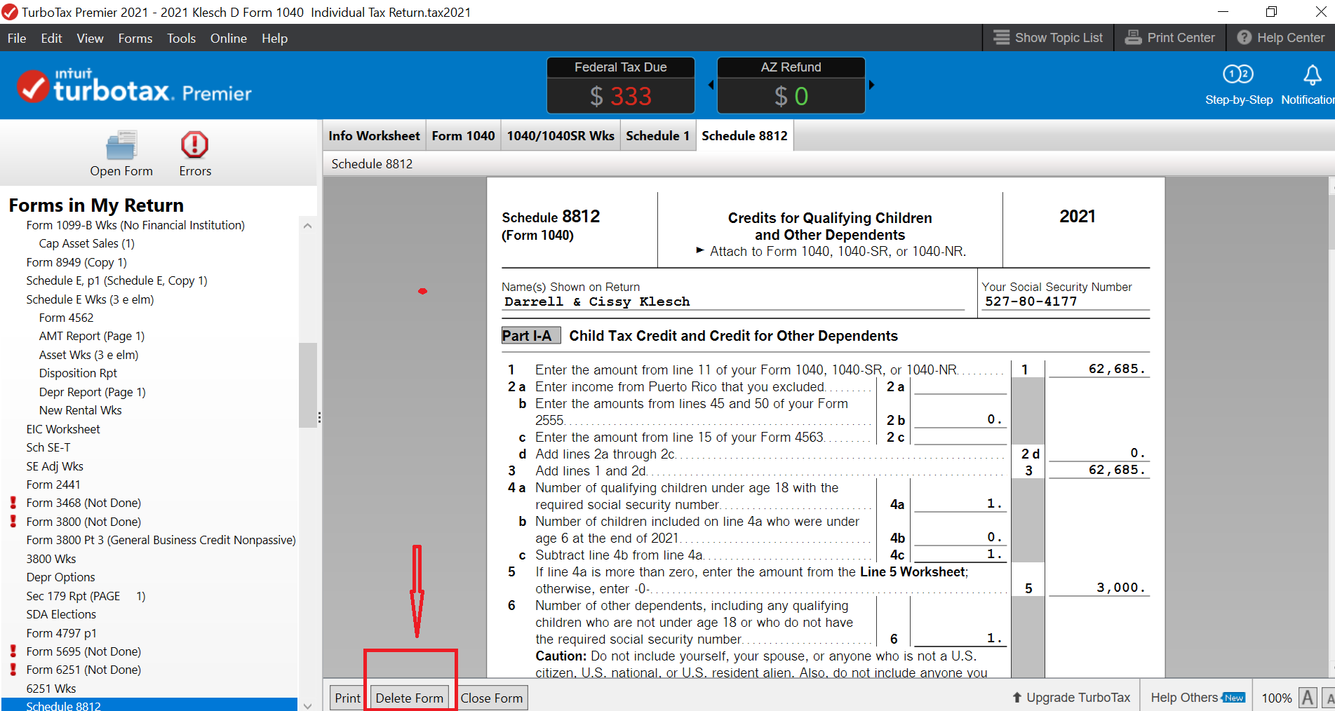 Solved: How do I remove this Form 8915A or 8915B, Qualified Disaster  Retirement Plan Distributions and Repayments, in this return