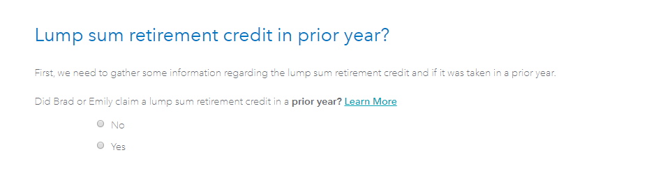 Lump sum credit