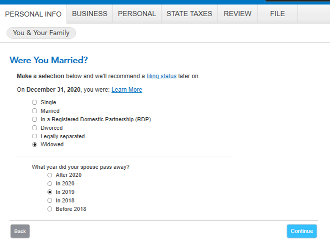 Filing status