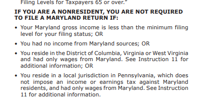 MD filing for nonresident