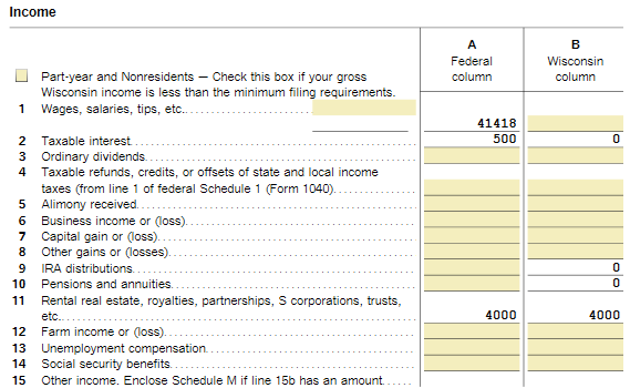 Interest from resident state of Illinois is being allocated to Wisconsin