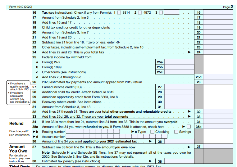 Page 2 of Form 1040