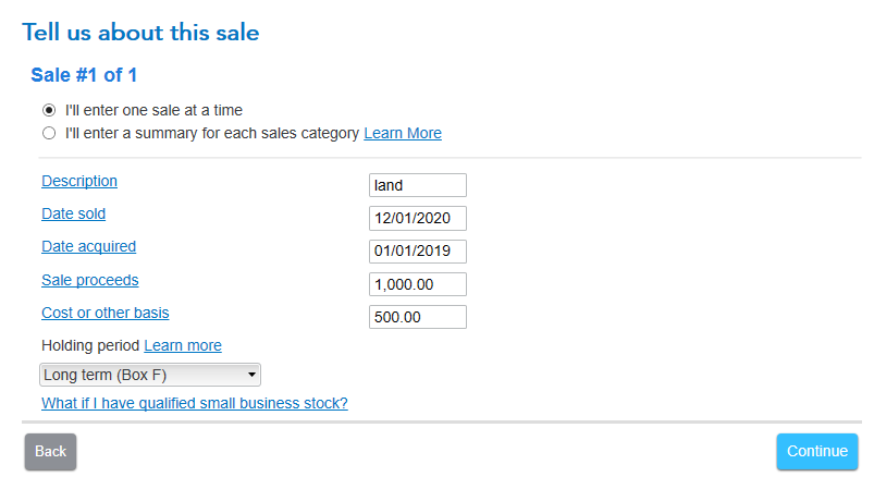 Sale input