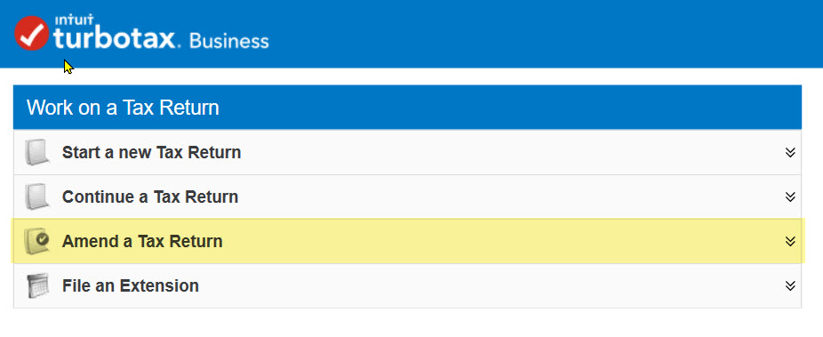 TurboTax Business Amend Tax Return