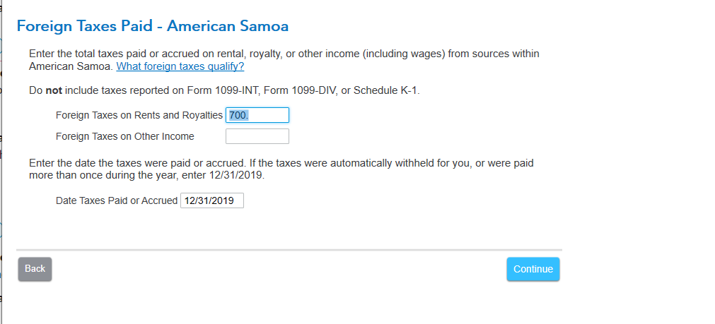 Foreign taxes paid
