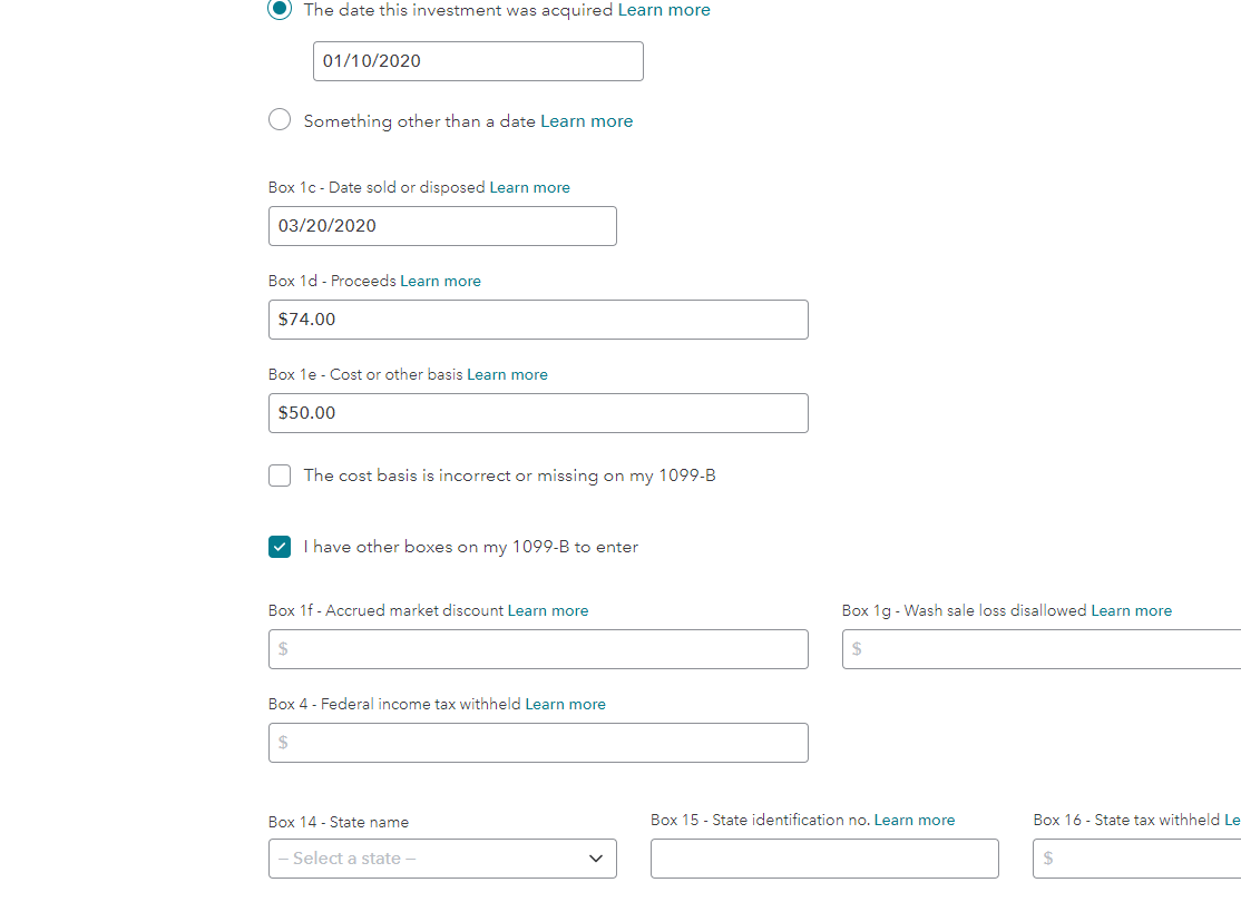 Capital gains input