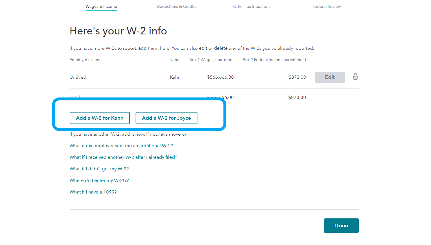 Add W-2