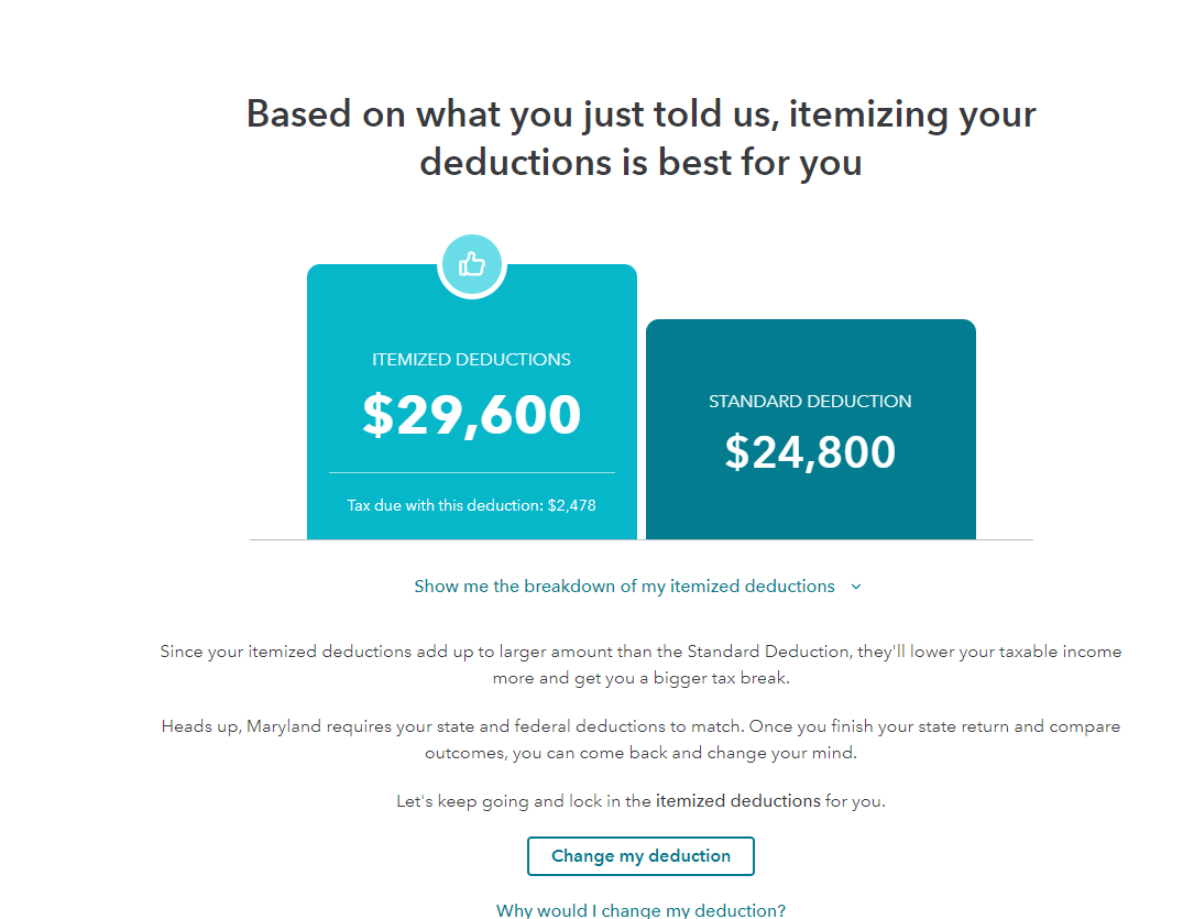 Itemized versus standard