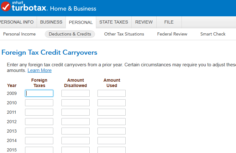 Foreign tax credit carryovers