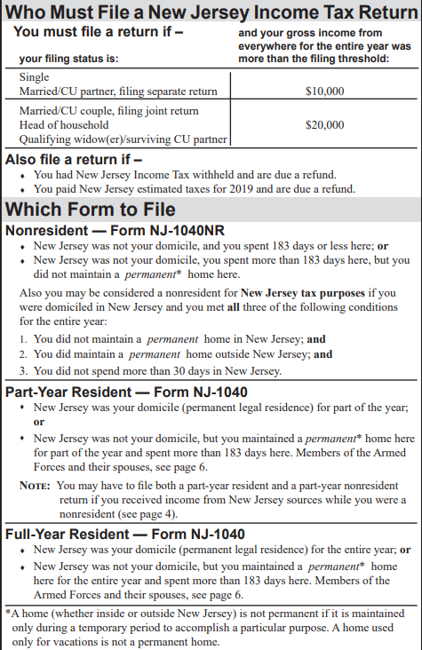 NJ filing requirements
