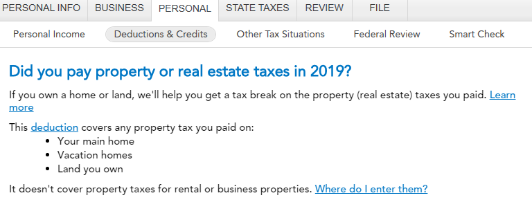 Prop tax input