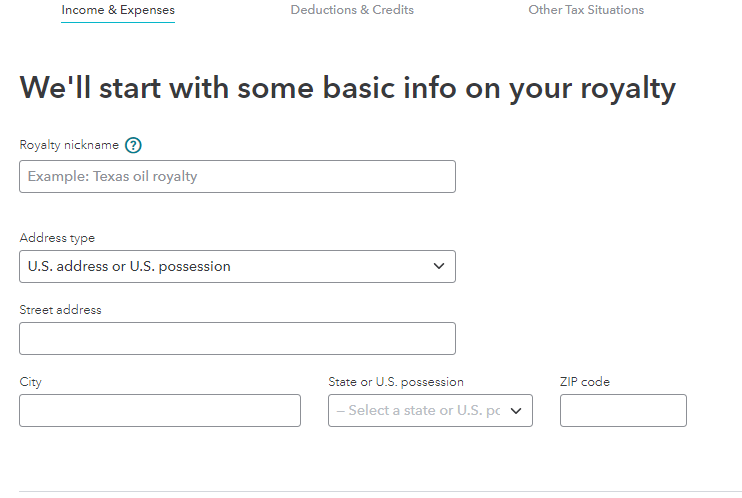 Royalties name address