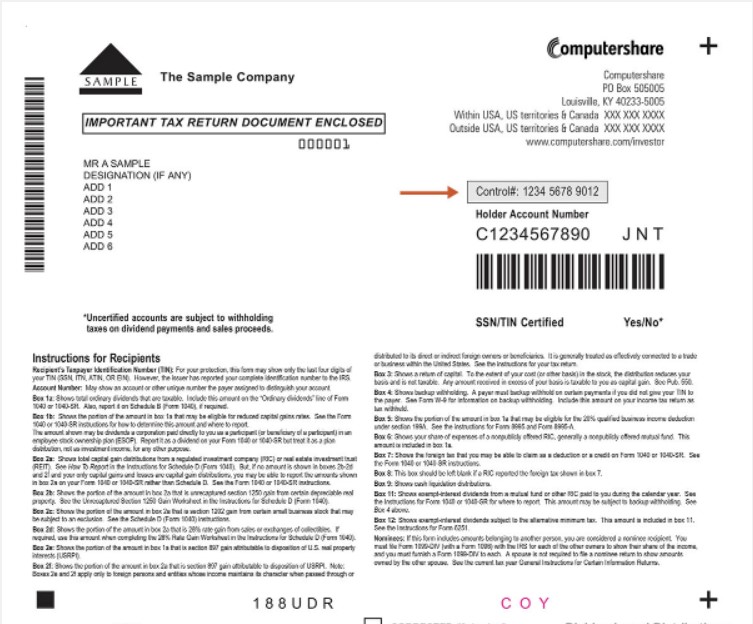 Is The Account Number The Same As The Control Number For Computershare