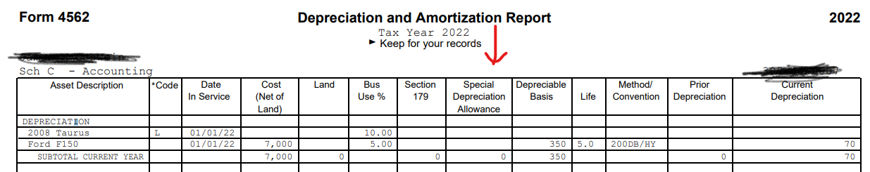 Upon Federal review, TurboTax is asking me to input a state SDA Special  Depreciation Allowance on my car and truck expense worksheet. I am not sure  what to do with this.